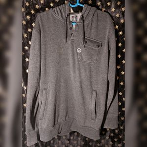 🐘 volcom think gray fleece hoodie